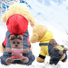 Four-leg thickened double-layer cotton-padded coat back strap Bear cub Dog cat pet clothing New autumn and winter supplies to keep warm