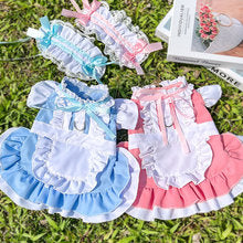 Maid parent-child pet cat dog spring and summer clothing supplies can hang leash walking dog skirt