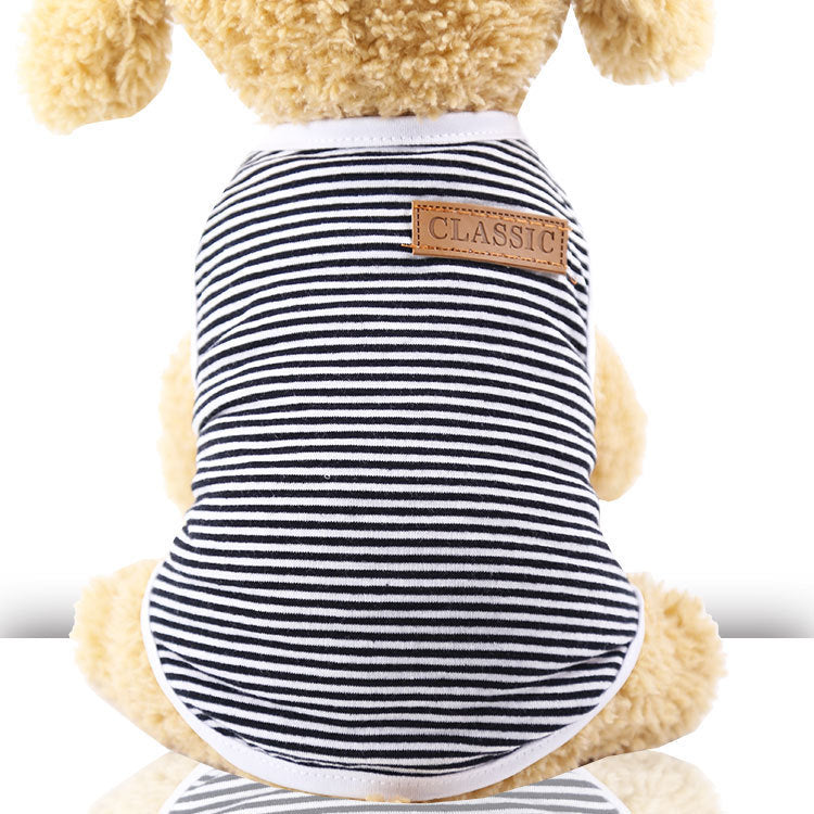 Spring and summer dog cat pet clothes cotton striped vest small medium-sized dog supplies clothing manufacturers wholesale
