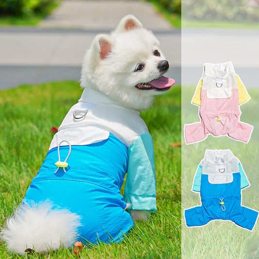 Lightweight windproof rain-proof four-legged pet clothing for spring and summer