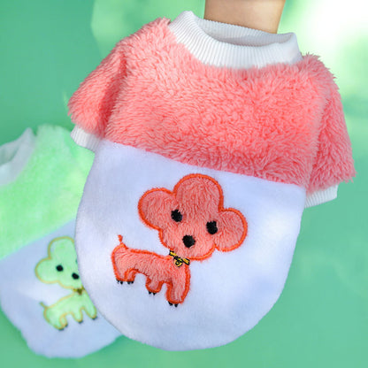 Dog cat Clothes Pet supplies Autumn and winter warm clothes soft cotton wool clothes two feet pet clothes