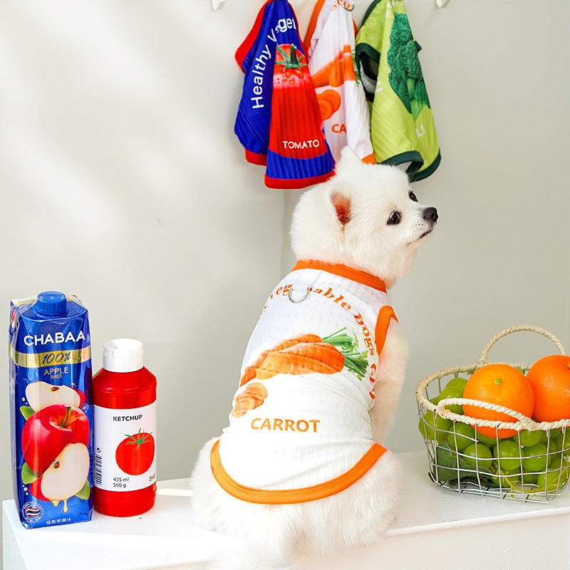 Ice silk spring and summer new fruit pattern clothing small, medium and large dog cat pet clothes dog clothes factory direct sales can be customized