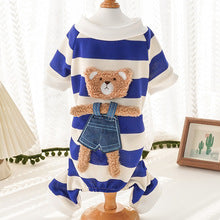 Pet autumn and winter striped bear four-legged clothes dog cat clothes small and medium-sized puppy teddy home clothing wholesale