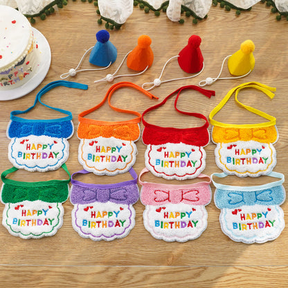 Pet ins wind birthday drool towel bib scarf Dog cat hat accessories wholesale factory direct sales