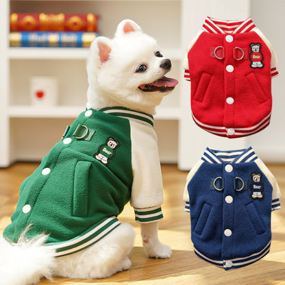 Baseball coat  cat clothes fur clothes pet dog winter and autumn fleece sweater