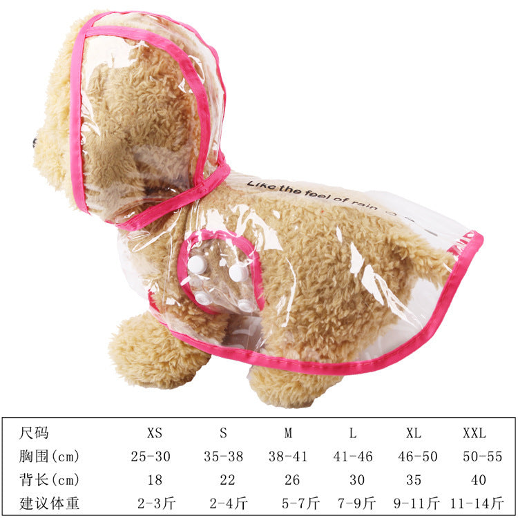Dog clear raincoat Pet supplies Pet rain gear