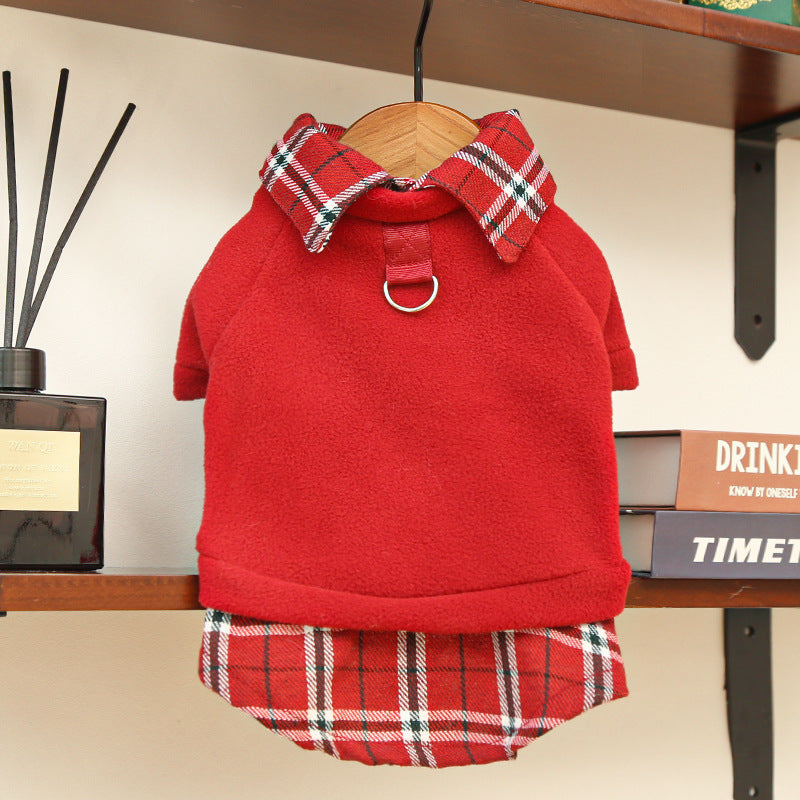Cat and dog clothing and accessories - new styles for autumn and winter, in college style, with fleece fabric, for pets.