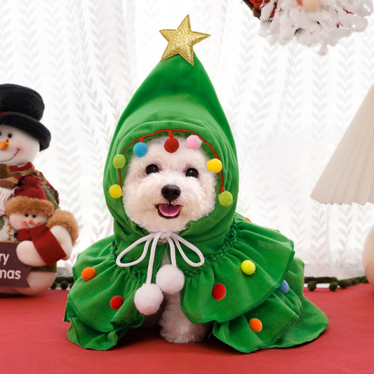 Christmas pet clothing two-color  pet  cape dog transform pack holiday supplies wholesale