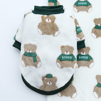 Small medium-sized dog dog cat warm velvet printing pet clothes factory direct sales