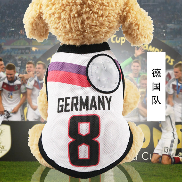 Pet small, medium dog spring summer net vest World Cup basketball clothes Cat supplies