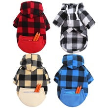 Autumn and winter warm pocket zipper blue and black checkered small medium and large dog pet dog cat Teddy Wei clothing supplies