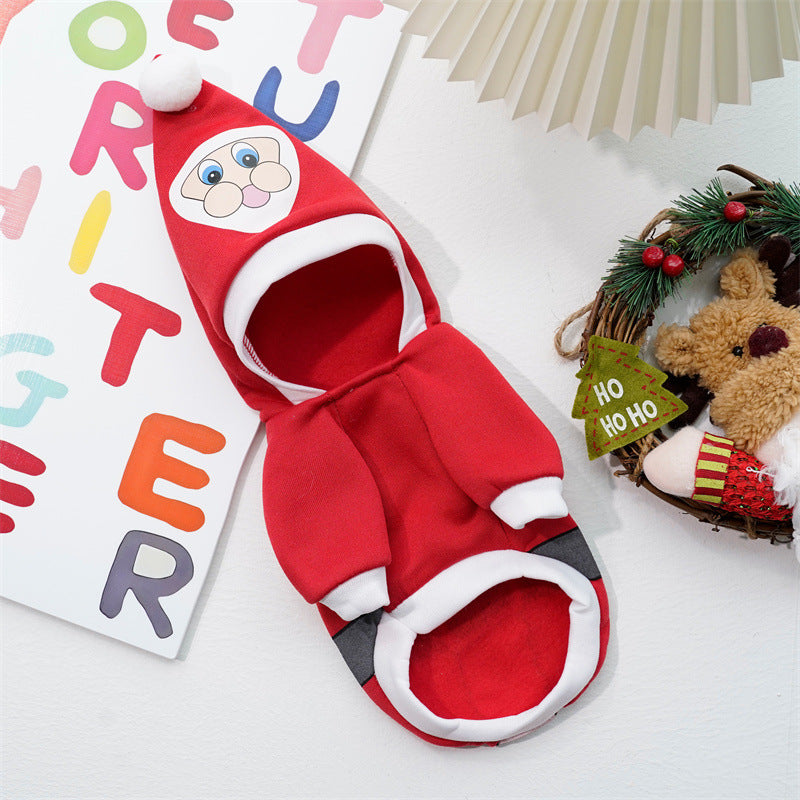 Autumn and winter pet clothes Small big dog Teddy cat cotton-padded clothing funny old man Christmas supplies