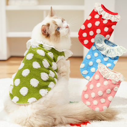 Dot pattern lace fall-winter new style cat clothes and dog clothes