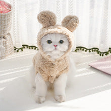 Pet clothing autumn and winter new rabbit ear soft cotton wool hoodie dog clothing supplies