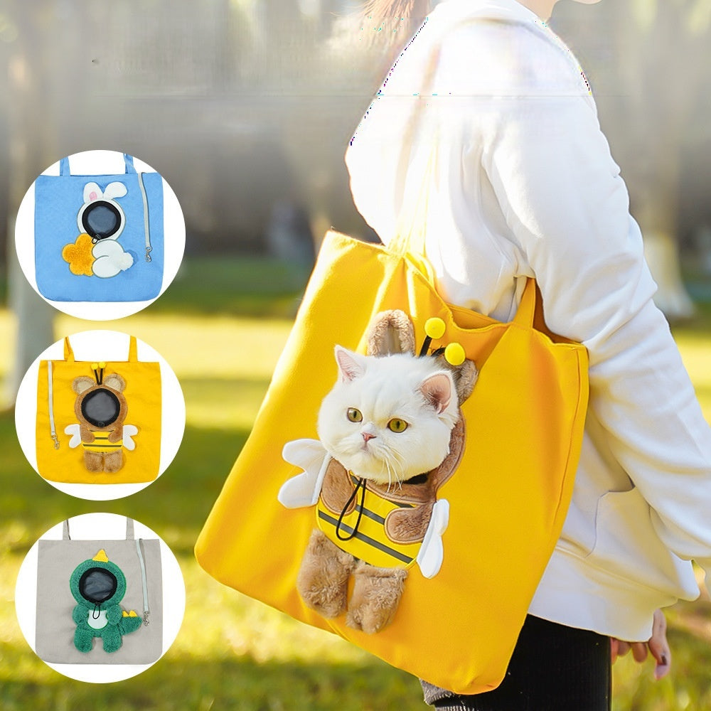 Pet dog and cat travel bag - single shoulder strap - with opening at the top