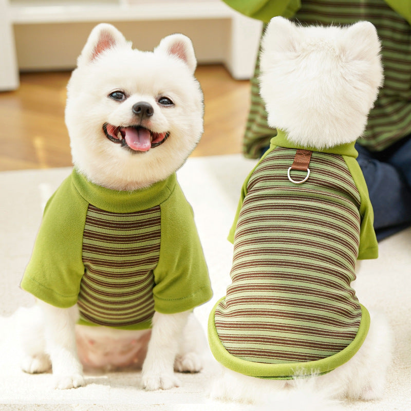 Pet clothing striped base shirt for dogs and cats