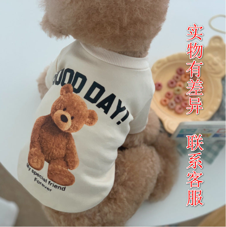 Cute autumn and winter warm Korean version of dog cat pet teddy clothing supplies than bear hoodie manufacturers