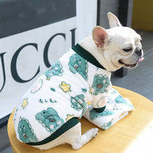 Small medium-sized dog dog cat warm fleece two feet clothing printed pet clothes