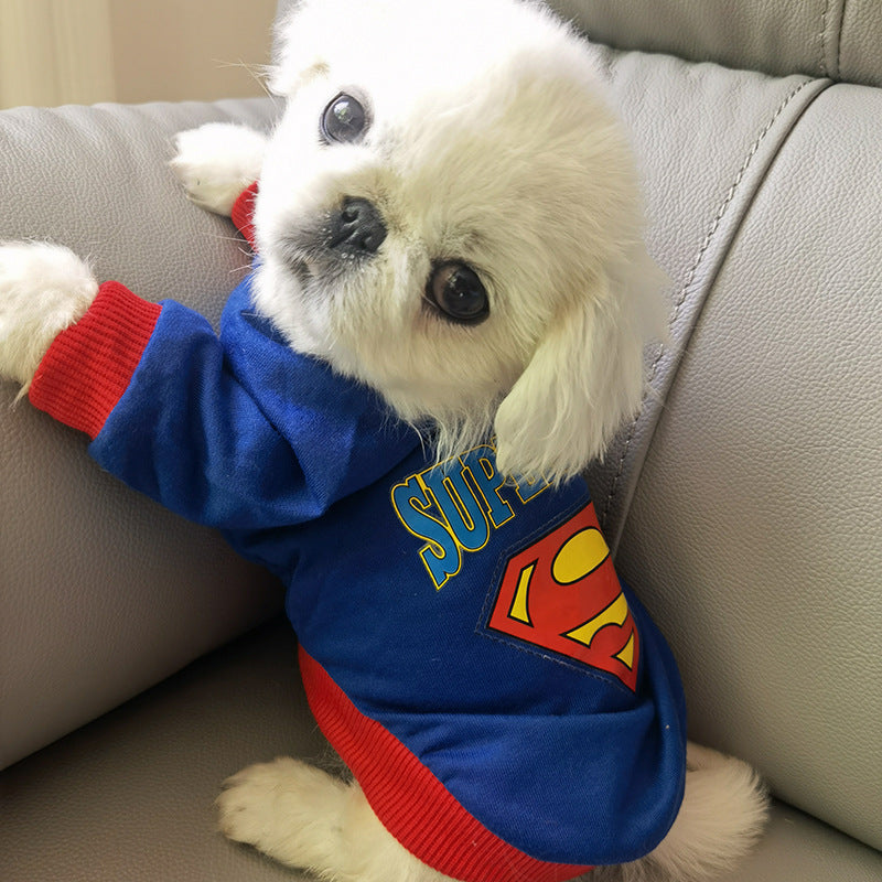 Pet autumn and winter large small dog dog cat clothes Superman Batman Golden hair Samo supplies wholesale