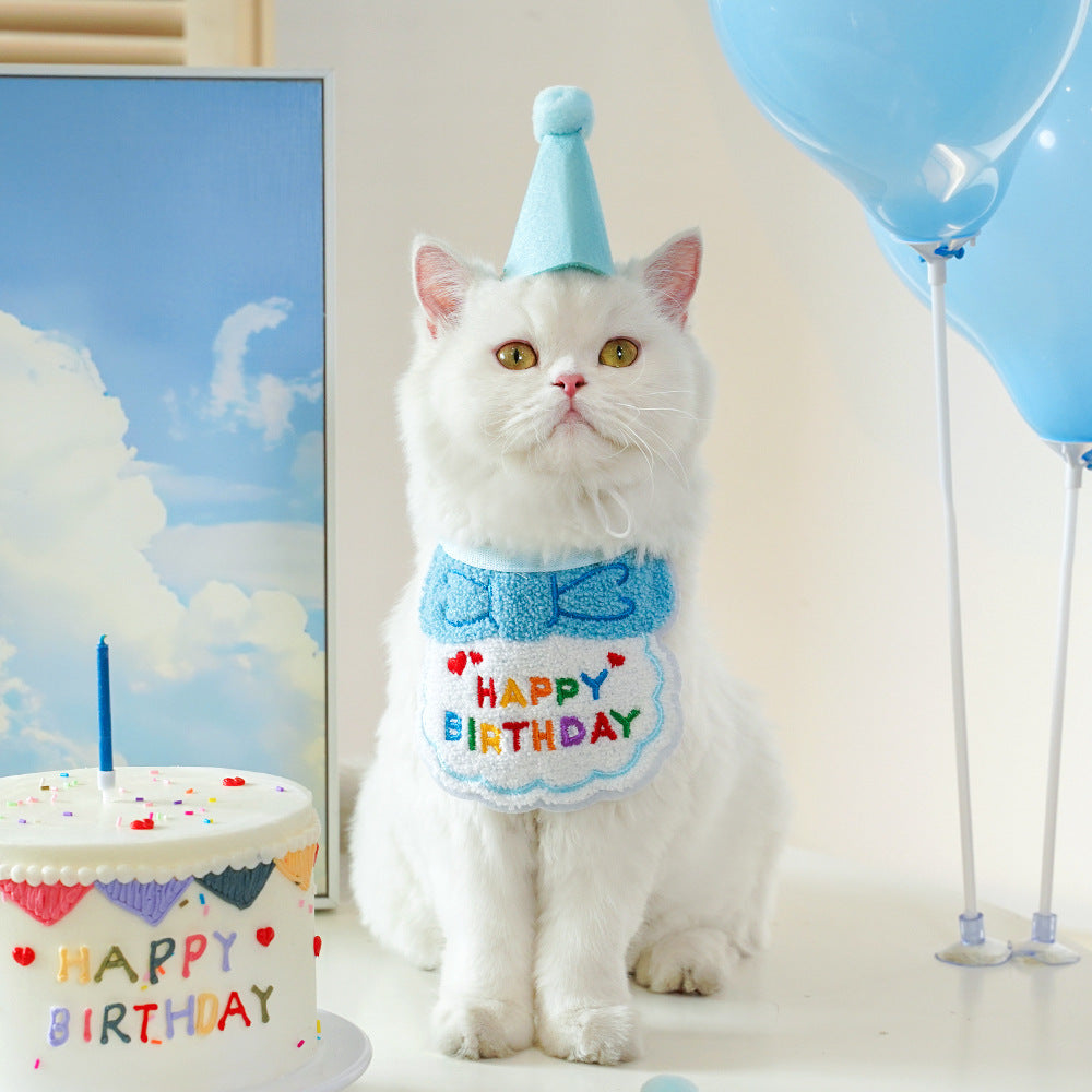Pet ins wind birthday drool towel bib scarf Dog cat hat accessories wholesale factory direct sales