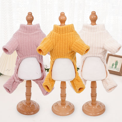 Custom dog clothing Winter thickened warm pet clothing Flannel four-legged Teddy Corgi cat