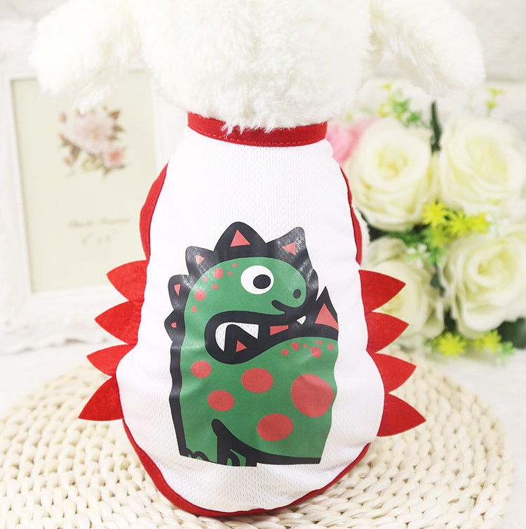 Spring and summer new dog cat pet clothes mesh dinosaur vest outdoor sunscreen manufacturers wholesale