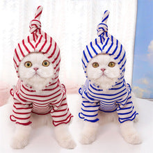 Pet autumn and winter clothing stripes wear hats two feet dog cat clothes teddy wholesale