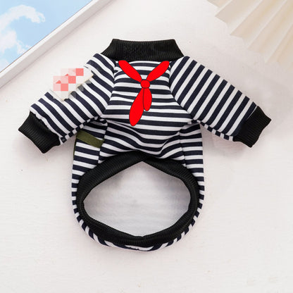 Pet clothing autumn and winter warm striped hoodie small and medium-sized dog dog cat clothing manufacturers wholesale