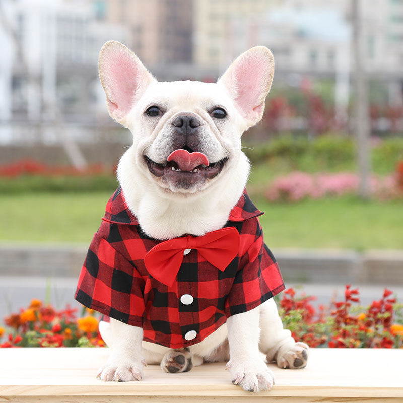 Plaid shirt suit wedding dress small medium large dog pet clothes