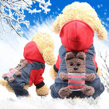 Four-leg thickened double-layer cotton-padded coat back strap Bear cub Dog cat pet clothing New autumn and winter supplies to keep warm