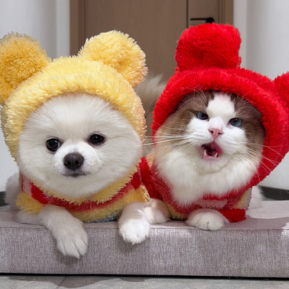 Dog and cat clothing for Christmas holiday, fall and winter two-leg jackets