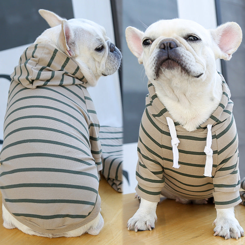 Pet dog cat Hoodie Striped clothing supplies spring and summer