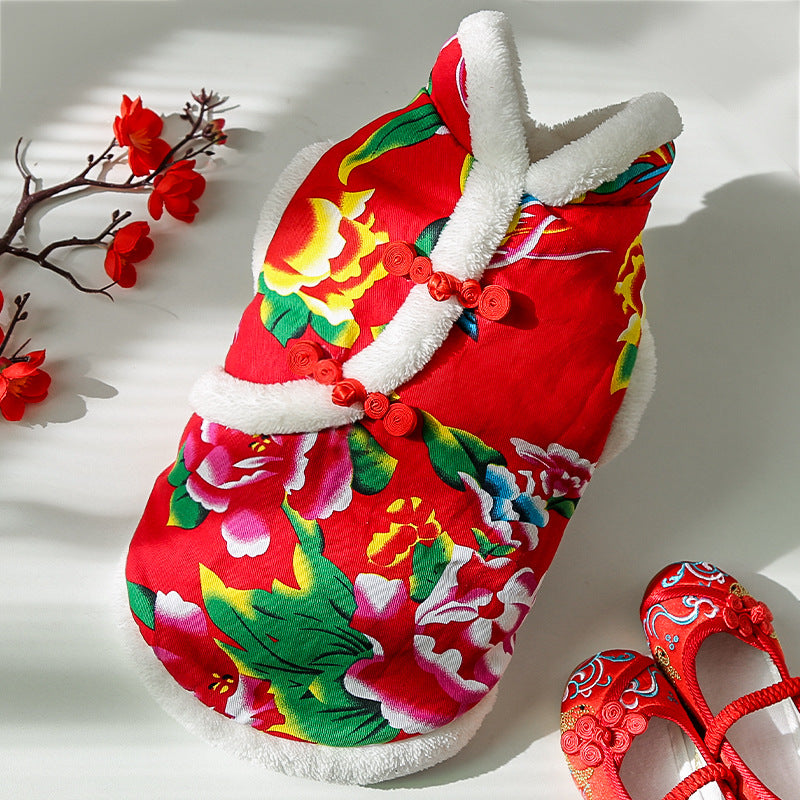 New Year dress pet dog cat clothes small, medium and large autumn and winter clothing manufacturers direct sales