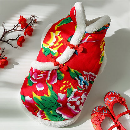 New Year dress pet dog cat clothes small, medium and large autumn and winter clothing manufacturers direct sales