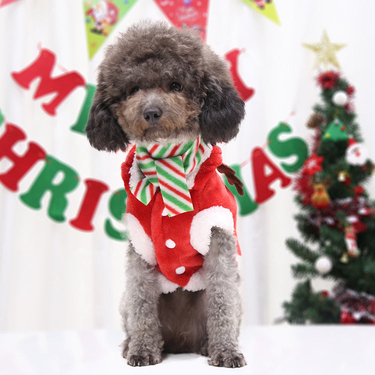 Autumn and winter flannel warm festive pet dog and cat clothing Christmas clothing New Year holiday supplies