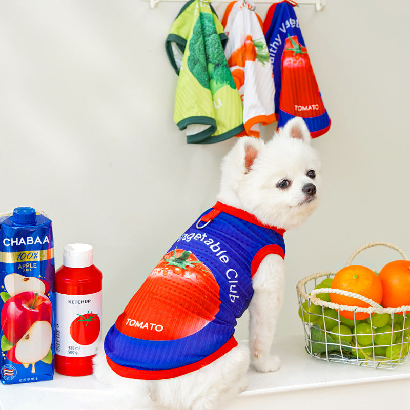 Ice silk spring and summer new fruit pattern clothing small, medium and large dog cat pet clothes dog clothes factory direct sales can be customized