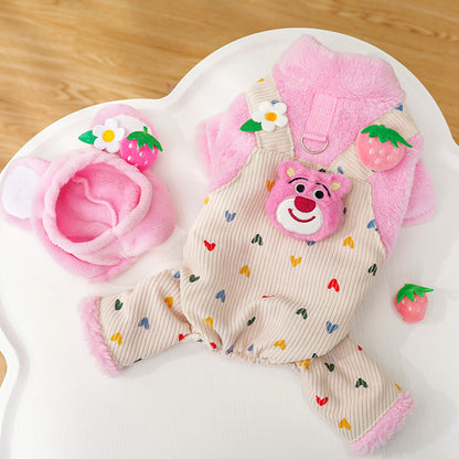 New pet autumn and winter four-legged clothes for dogs and cats with fleece straps
