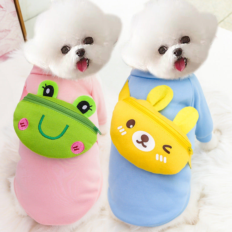 Dog cat Crossbody zipper Cute clothes Pet supplies Autumn and winter warm clothes