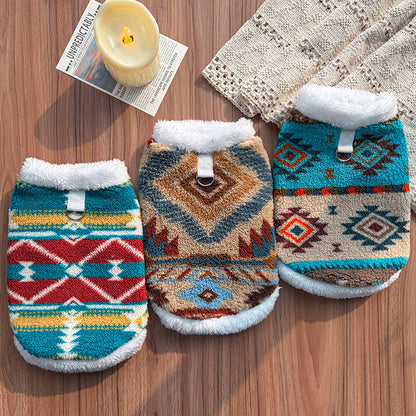 Dog pet clothing - Fall/Winter Feil Island Totem Fleece Coat with Ethnic Style