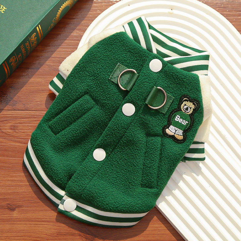 Baseball coat  cat clothes fur clothes pet dog winter and autumn fleece sweater