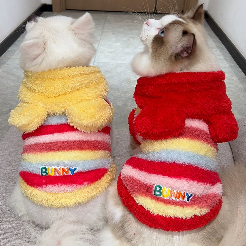 Dog and cat clothing for Christmas holiday, fall and winter two-leg jackets