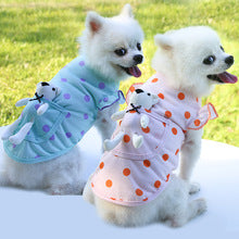 Pet dog cat pocket White Bear Polka Dot clothes thin spring summer fall