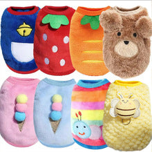 Factory direct sales of cartoon flannel warm teacup dog small milk dog dog cat Teddy clothes vest pet supplies