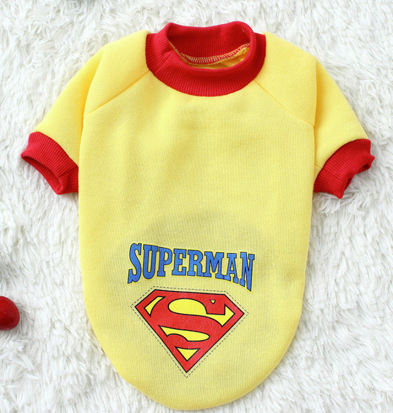 Pet autumn and winter large small dog dog cat clothes Superman Batman Golden hair Samo supplies wholesale