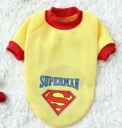 Pet autumn and winter large small dog dog cat clothes Superman Batman Golden hair Samo supplies wholesale