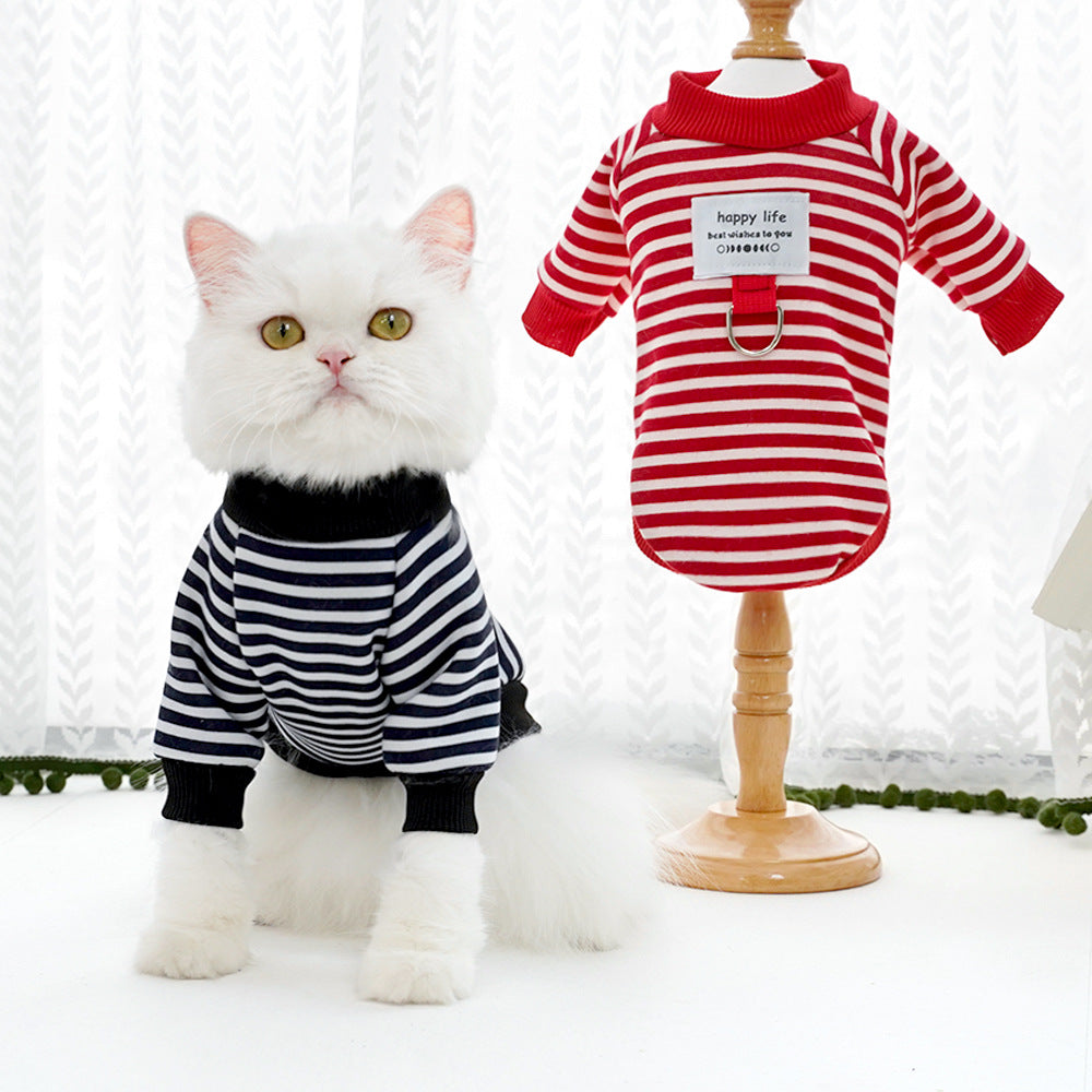 Custom kitten autumn and winter warm striped jactet