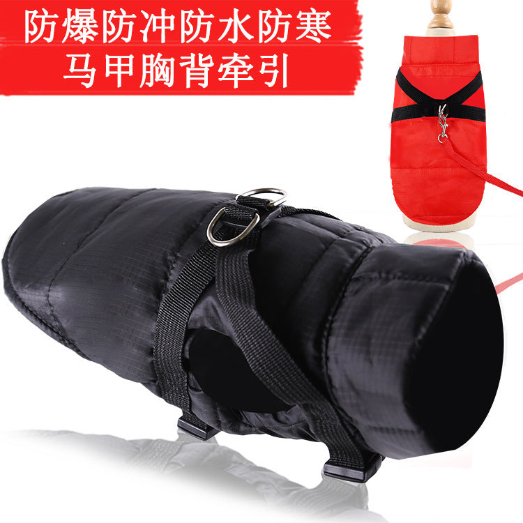 Small big dog waterproof explosion-proof flush dog vest padded chest strap leash cat supplies clothing Autumn and winter