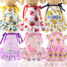 Pet fruit strawberry banana printing VIP teddy puppy dog clothes cat skirt T-shirt vest supplies factory