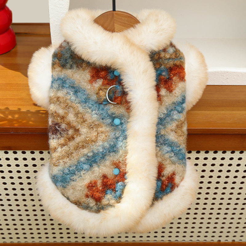 New autumn-winter pet clothing - double-layered insulated cardigan jacket - suitable for outdoor use
