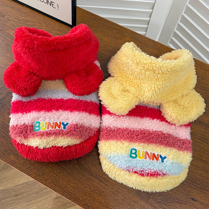 Dog and cat clothing for Christmas holiday, fall and winter two-leg jackets